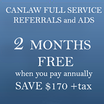 Only CanLaw guarantees referrals or money refunded. We average about 15,000 (thousand) requests for lawyer referrals from clients over a year. N